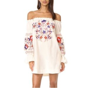 FREE PEOPLE OFF SHOULDER DRESS with embroidery